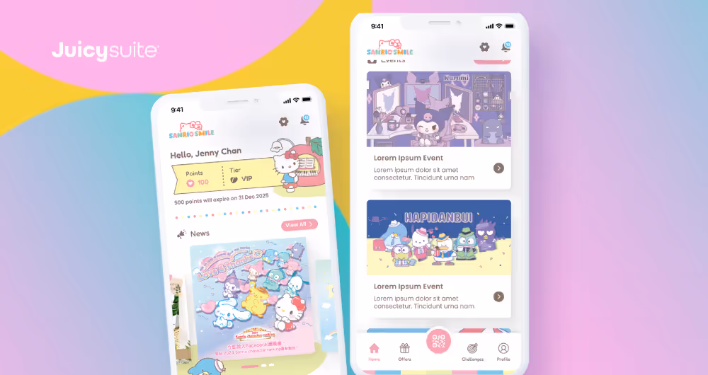 Two mock up of Sanrio Smile HK App on phone