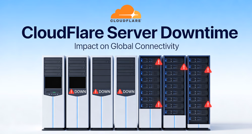 7台のサーバーにエラーが表示され、CloudFlareのサーバーダウンを示している